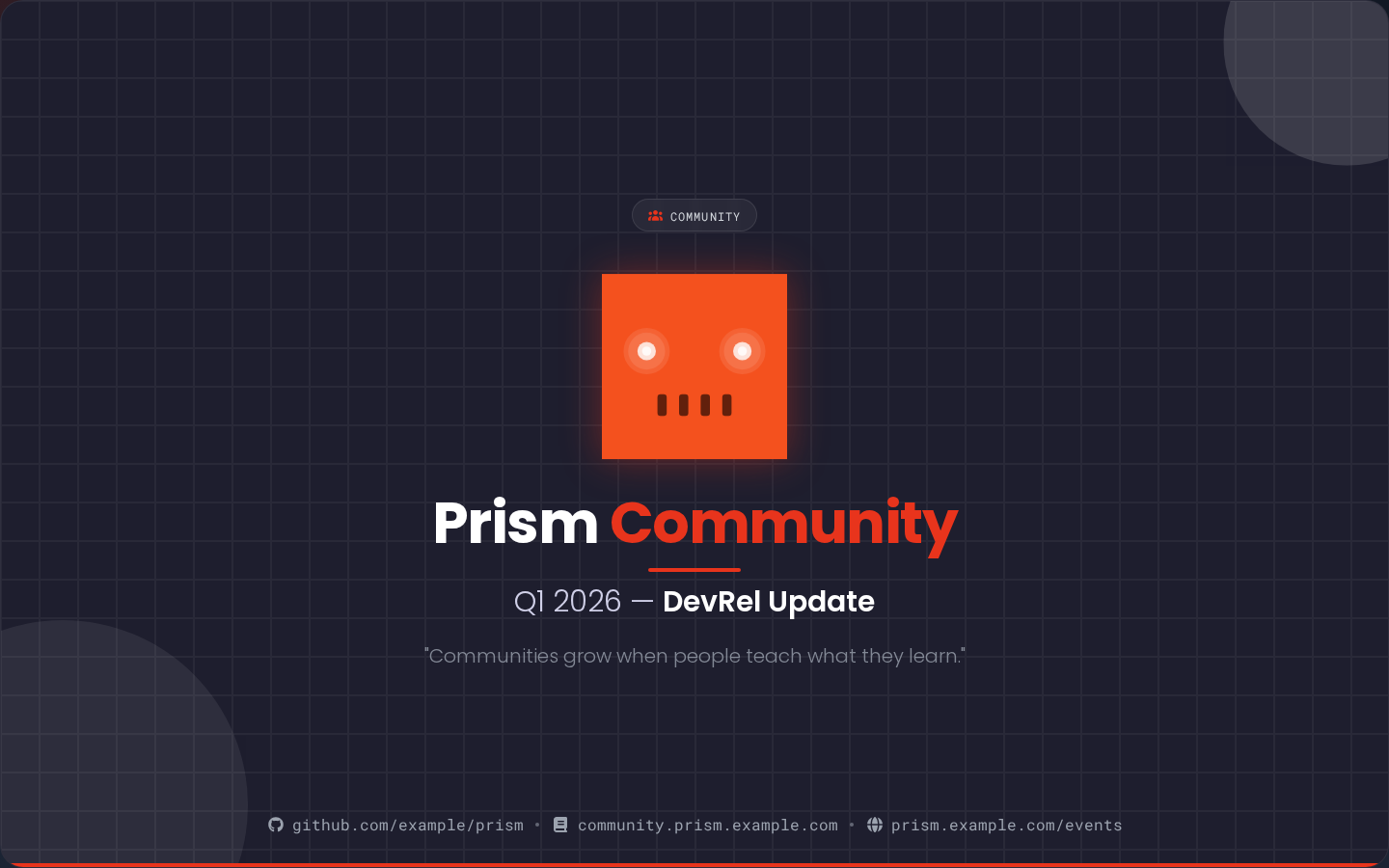 Prism Community hero slide