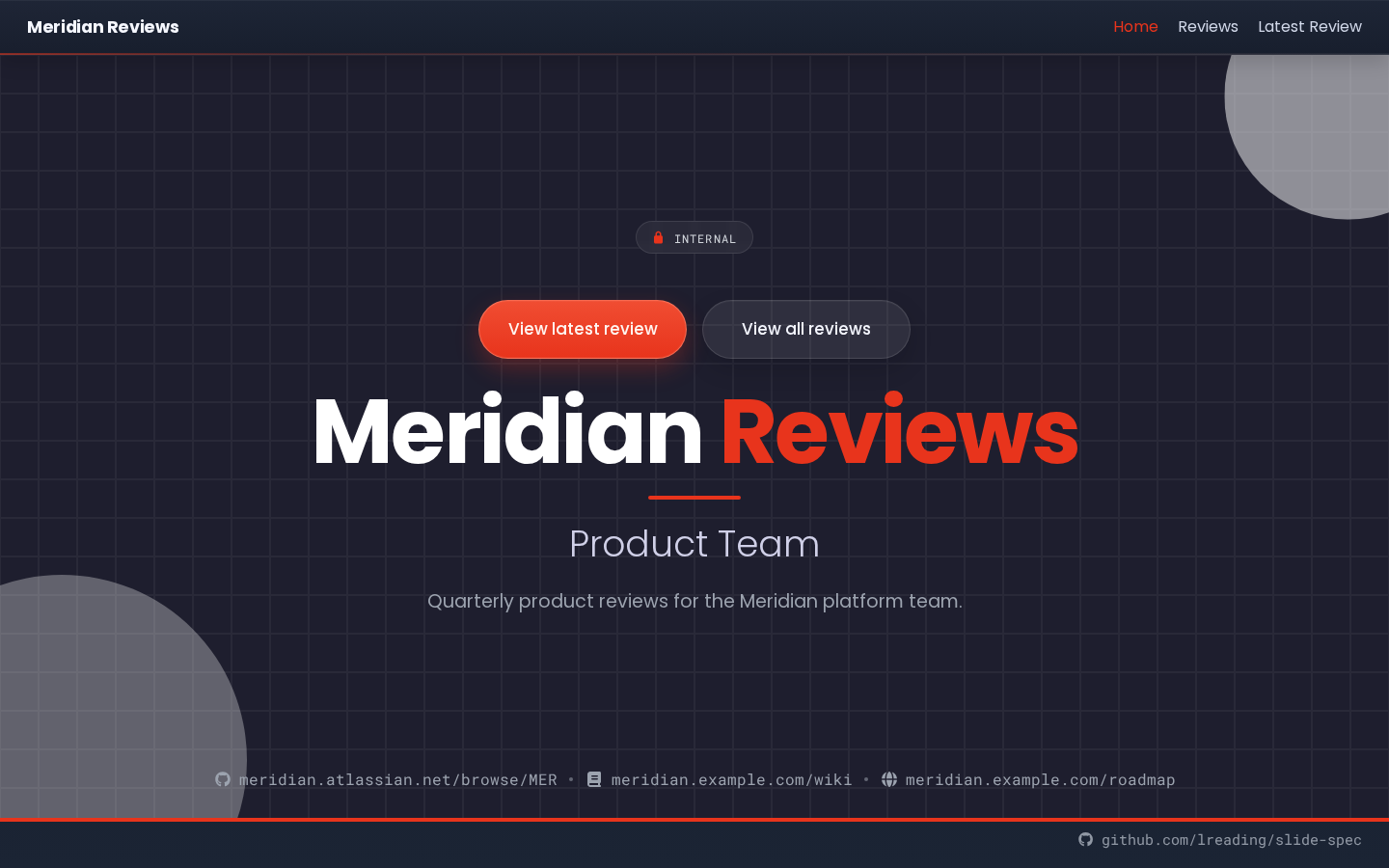 Meridian Product Reviews home page