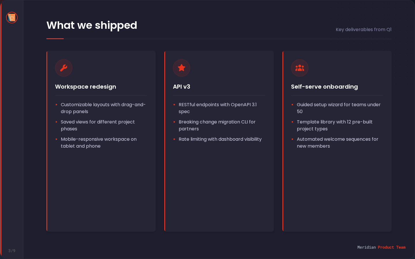 What we shipped slide